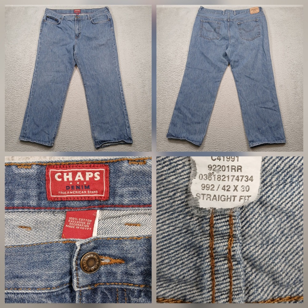 Chaps Denim Jeans Mens 42x30‎ Blue Straight Fit Cotton Classic
